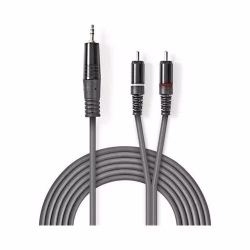 Nedis COTH22200GY15 - Stereofonní Audio Kabel | 3,5 mm Zástrčka – 2x RCA Zástrčka | 1,5 m | Šedá barva