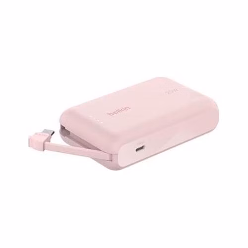 Belkin BOOST CHARGE™ USB-C Power Delivery PowerBanka s integrovaným USB-C kabelem, 10000mAh, 20W, růžová