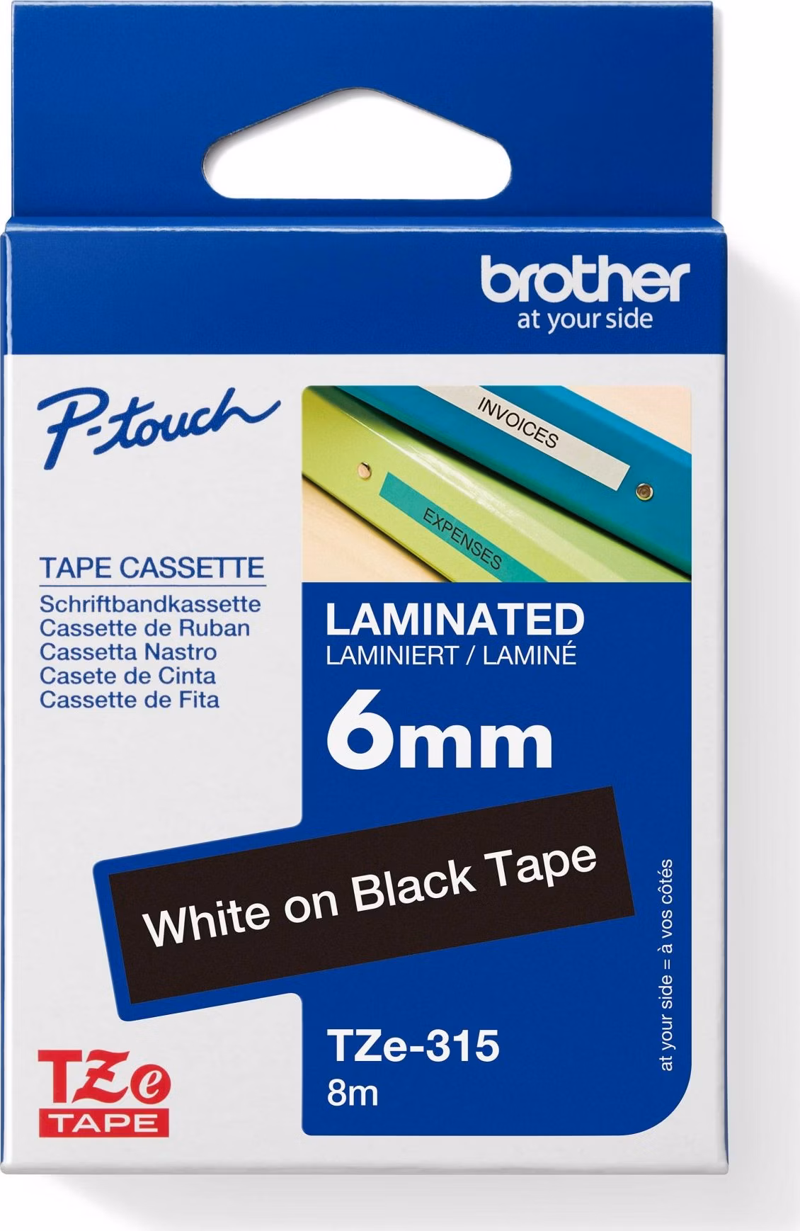 BROTHER laminovaná páska TZE-315/ černá-bílá/ 6mm