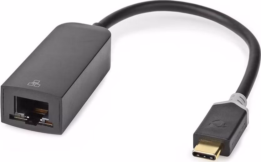 NEDIS kabelový adaptér USB 3.2 Gen 1/ USB-C zástrčka - RJ45 zásuvka/ kulatý/ černý/ 20cm