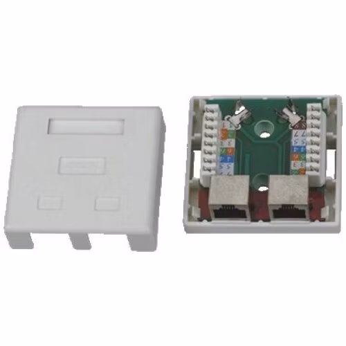 XtendLan Zásuvka 2x RJ-45, Cat5e, stíněná, na zeď, spodní vývod, narážecí