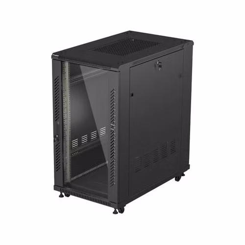 19" VOLNĚ STOJÍCÍ RACKOVÁ SKŘÍŇ 22U 600X1000 ČERNÉ SKLENĚNÉ DVEŘE LANBERG (PLOCHÉ BALENÍ)