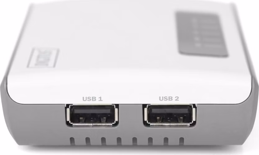DIGITUS 2portový bezdrátový multifunkční síťový a tiskový server USB 2.0, 300 Mb / s