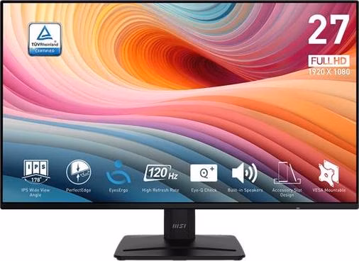 MSI monitor PRO MP271A E2, 27" IPS/1920 x 1080 (FHD)/120Hz/1ms/DP/HDMI/D-Sub/černá