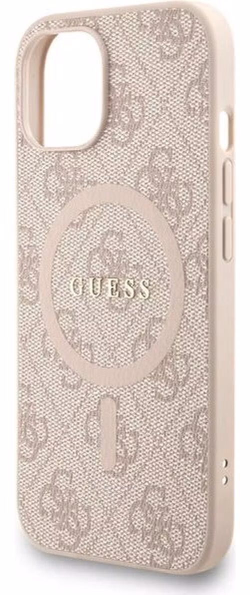 Guess PU Leather 4G Colored Ring Strap MagSafe kryt iPhone 13 ružový