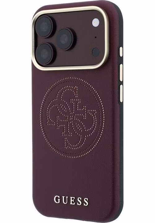 Guess PU Semi Wrap Perforated 4G Logo MagSafe kryt iPhone 18 Pro burgundy