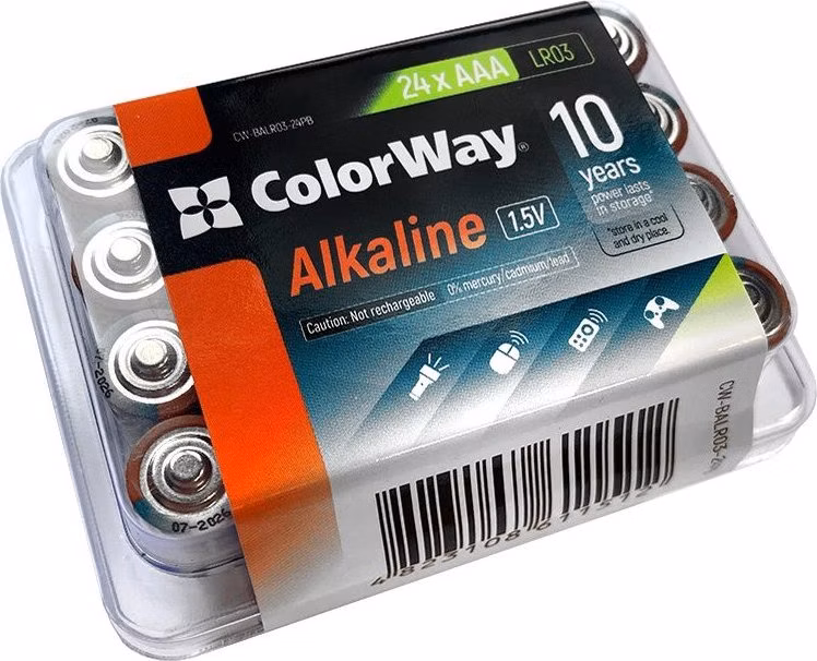 Colorway alkalická baterie AAA/ 1.5V/ 24ks v balení/ Plastový box