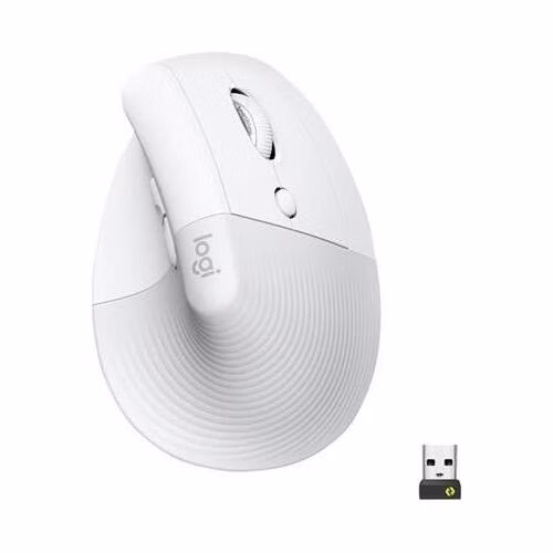 Logitech Lift Vertical Ergonomic Mouse - špinavě bílá, 400-4000dpi, 6 tlačítek, bluetooth, logitech bolt