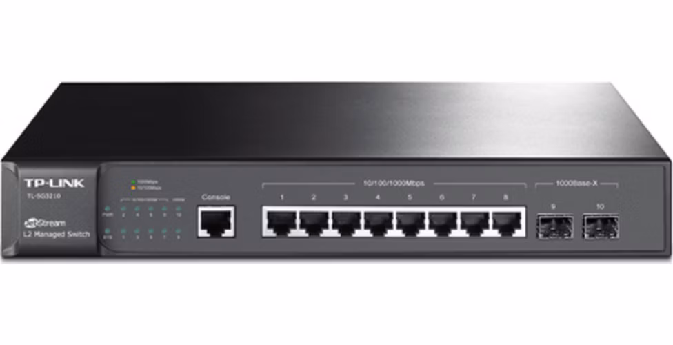 Omada 8-Port Gigabit L2+ Managed Switch with 2 SFP Slots PORT: 8× Gigabit RJ45 Ports, 2× Gigabit SFP Slots, RJ45/Micro-U