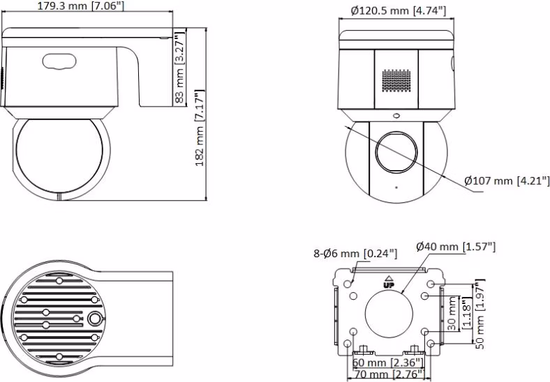 Hikvision DS-2DE3A404IWG-E - 4MPix IP PTZ kamera; 4x ZOOM, IR 50m, Audio, Alarm, mikrofon, reproduktor, blikač