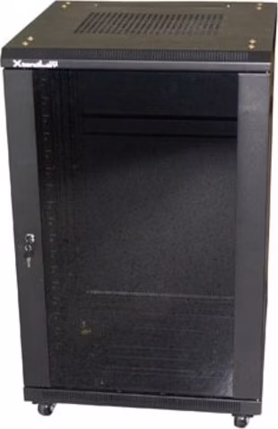XtendLan 27U/600x600 stojanový, černý, skleněné dveře, plná záda