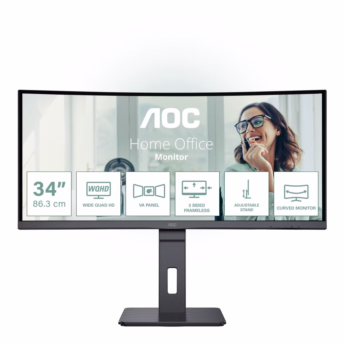 BAZAR - AOC MT VA LCD WLED 34" CU34P3CV - VA panel, 3440x1440, HDMI, DP, USB-C, 4xUSB 3.2, repro, vysk. stavitelny, zakr