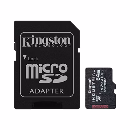 64 GB . microSDXC karta Kingston Industrial C10 A1 pSLC Card + SD Adapter