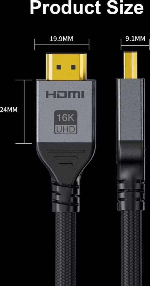 PremiumCord Kabel Ultra HD HDMI 2.2 16K@60Hz, 8K@240Hz, 4K@480Hz, pozlacený, 2m