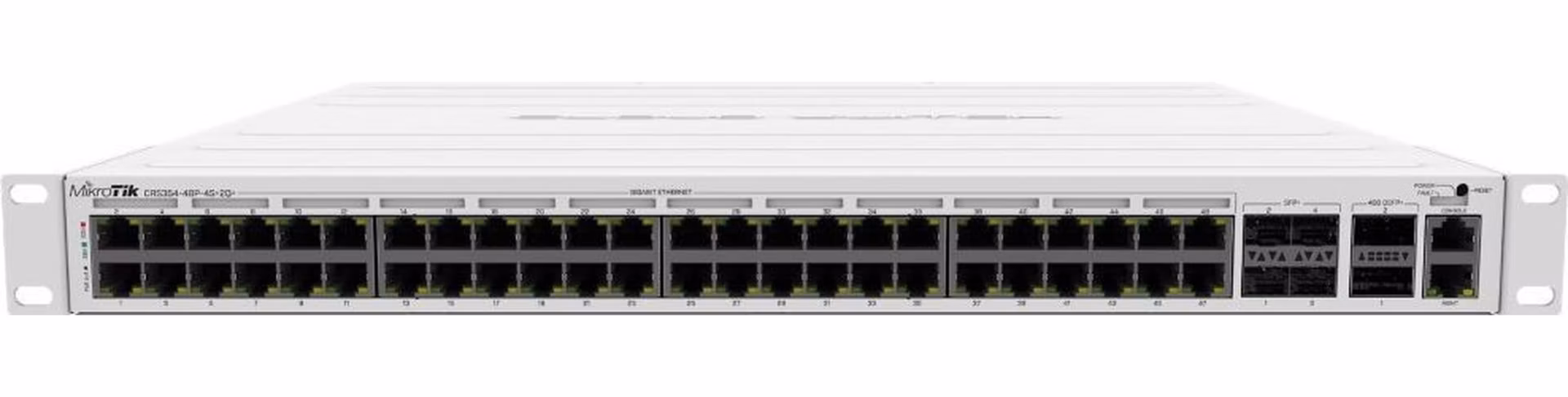 OPRAVENÉ - MikroTik CRS354-48P-4S+2Q+RM, 48x GbE PoE/PoE+, 4x 10 Gbps SFP+, 2x 40 Gbps QSFP+, 1x PSU, 1U, L5 (PoE budget...