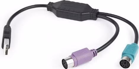 Gembird adaptér USB 2.0 (M) na PS/2, kábel, 0.3 m, čierny