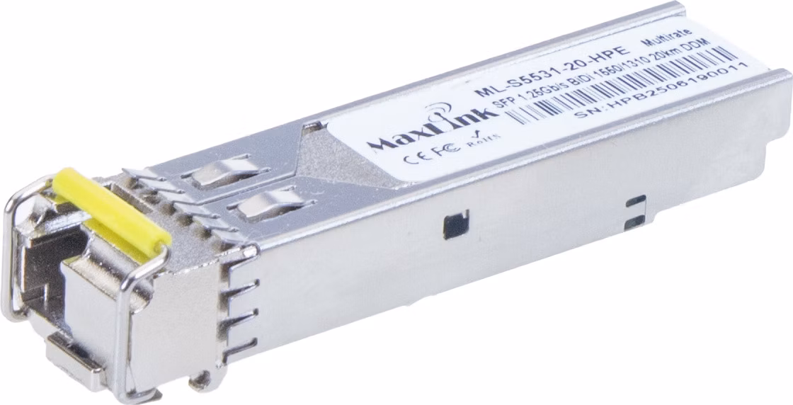 MaxLink 1.25G SFP optický modul HP, WDM(BiDi), SM, Tx 1550/Rx1310nm, 20km, 1x LC konektor, DDM, HPE