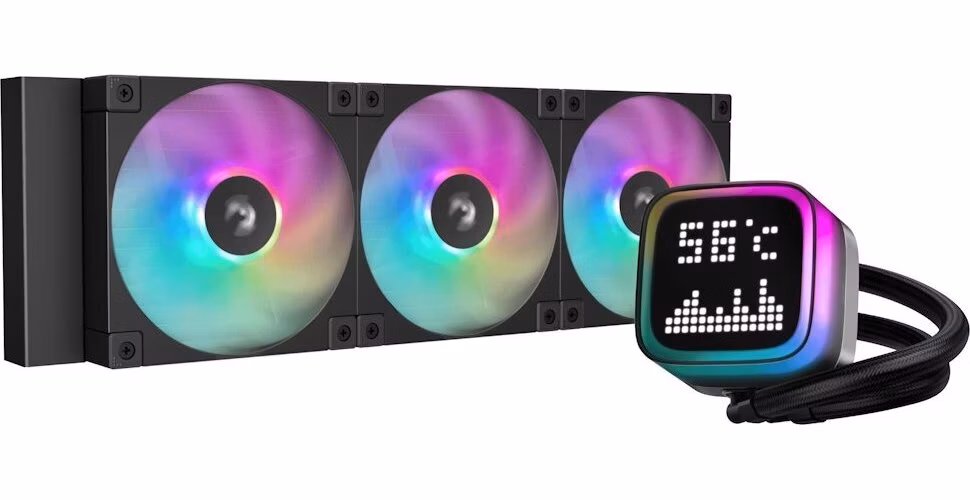 DEEPCOOL vodní chladič LP360 ARGB / 3x120mm ARGB fan / digitální display / černý