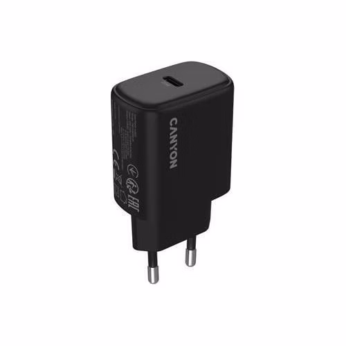 Canyon OnCharge 200, univerzálna nabíjačka do steny, 1x USB-C, PD 20W, čierna