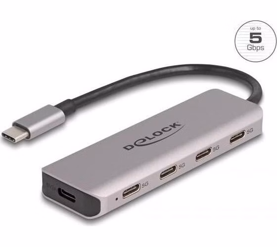 Delock USB 5 Gbps 4 portový Hub USB Type-C™ s konektorem USB Type-C™