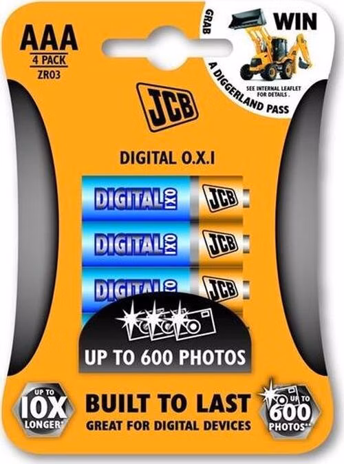 JCB OXI DIGITAL alkalická batéria LR03/AAA, blister 4 ks