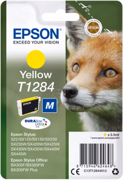 Atramentová tyčinka EPSON Singlepack "Fox" Yellow T1284 DURABrite Ultra Ink (3,5 ml)