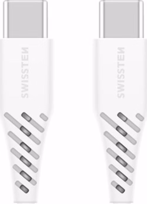 SWISSTEN DATOVÝ KABEL TPE USB-C/USB-C POWER DELIVERY 5A (100W) 2,5 M BÍLÝ