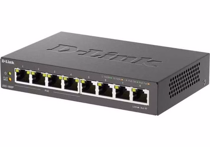 D-Link DGS-1008P/E 8-port 10/100/1000 Desktop Switch w/ 4 PoE Ports