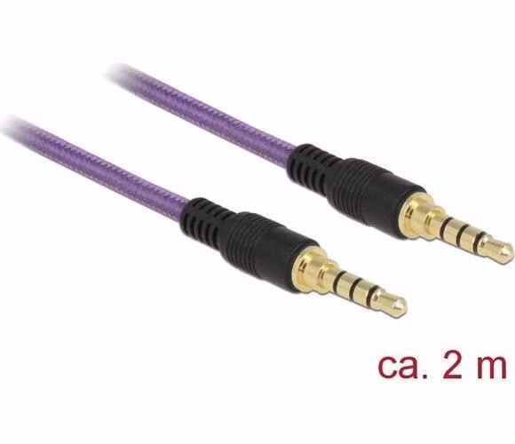 Delock Kabel Stereo Jack 3,5 mm 4 pin samec > samec 2 m fialový
