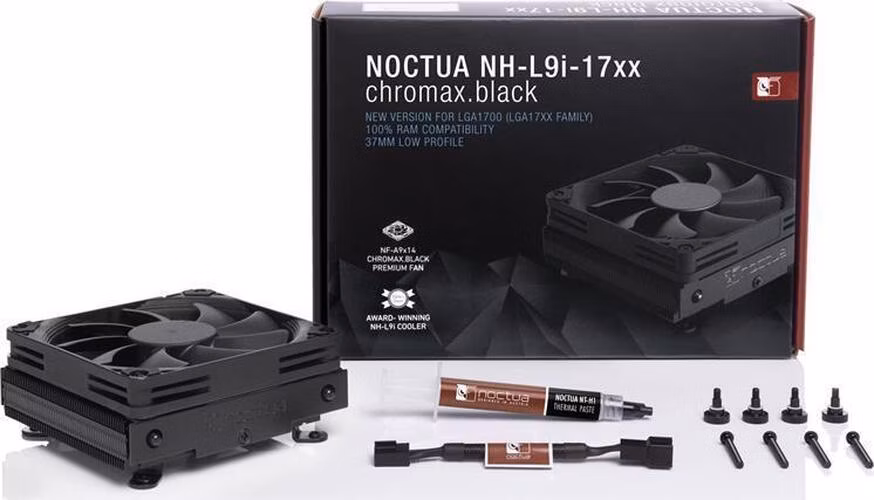 NOCTUA Chladič CPU NH-L9i-17xx-CH.BK, 1x 92mm, LGA1851, LGA1700, černá