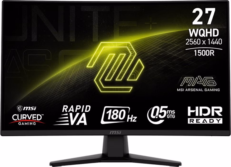 MSI Gaming MAG 274CQF/ 27" zakřivený/ 2560 x 1440/VA/ 0,5ms/ 180Hz/ 300cd/m2/ 5000:1/ HDMI/ DP/ černý