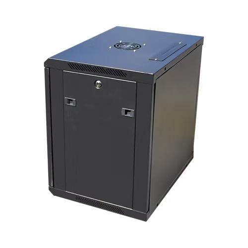 DATACOM 19" rozvaděč nástěnný 12U/450mm černý, skleněné dveře