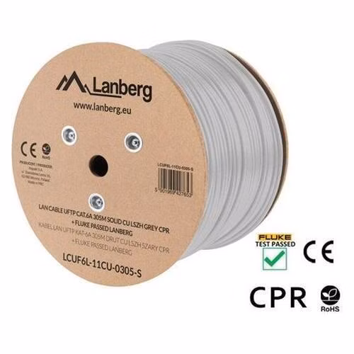 LANBERG LAN KABEL CAT.6A UFTP 305M SOLID CU LSZH GREY CPR + FLUKE PASSED