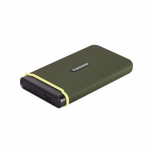 Transcend ESD380C 4TB USB 3.2 Gen 2x2 (USB-C) Externí Anti-Shock SSD disk (3D TLC), 2000MB/R, 2000MB/W, armádní zelená