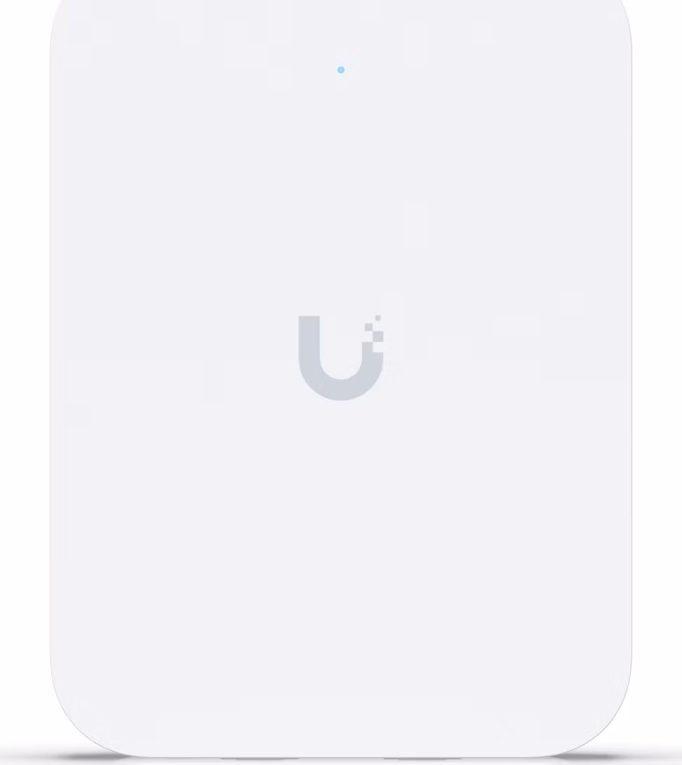 Ubiquiti Wall-mounted WiFi 7 AP with 4 spatial streams and an integrated 2.5 GbE PoE switch designed for hospitality en