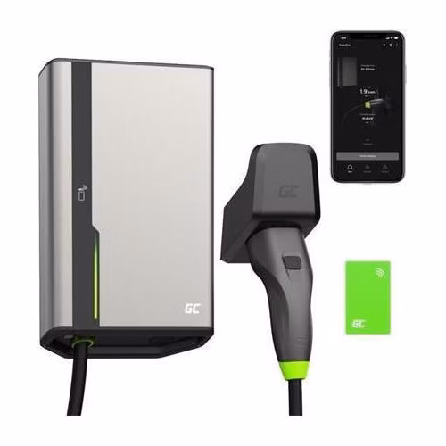 Green Cell HabuDen Wallbox 22kW 32A 7.5m NFC Cable Type 2 Smart EV Charging Station with GC App Bluetooth WiFi