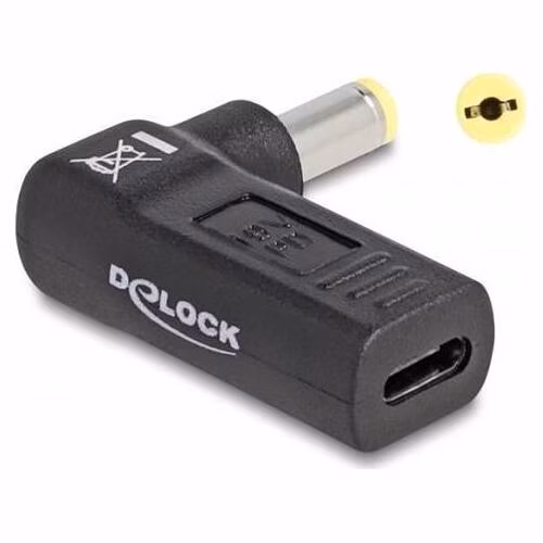 Delock Adaptér na kabel na nabíjení laptopu, ze zásuvky USB Type-C™ na zástrčku Acer 5,5 x 1,7 mm, úhlový 90°
