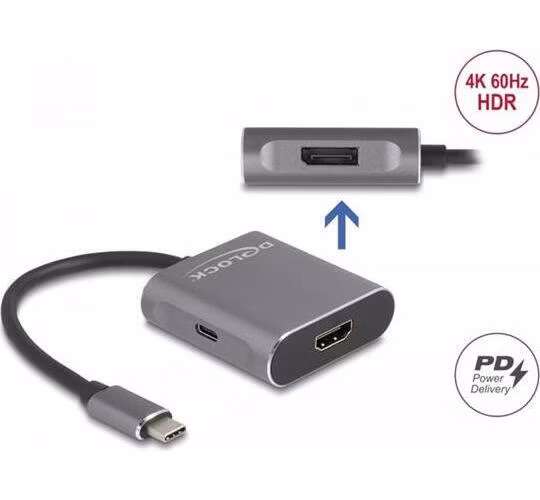 Delock Splitter USB Type-C™ (režim DP Alt) na 1 x HDMI a 1 x DisplayPort MST s USB Type-C™ PD