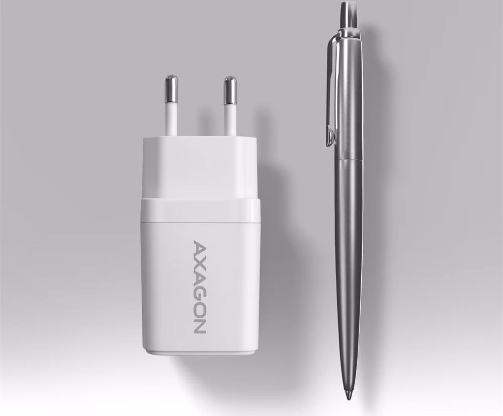 AXAGON ACU-PQ33W, GaN nabíjačka do siete 33W, USB-A+USB-C, PD3.0/PPS/QC4+/SFC2.0/Apple, biela