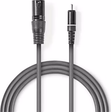 Nedis COTH15205GY15 - XLR Audiokabel | XLR 3pinová Zástrčka – RCA Zástrčka | 1,5 m | Šedá barva