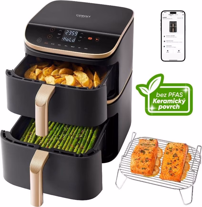 Cosori Turbo Tower Pro chytrá horkovzdušná fritéza 10,8l černá