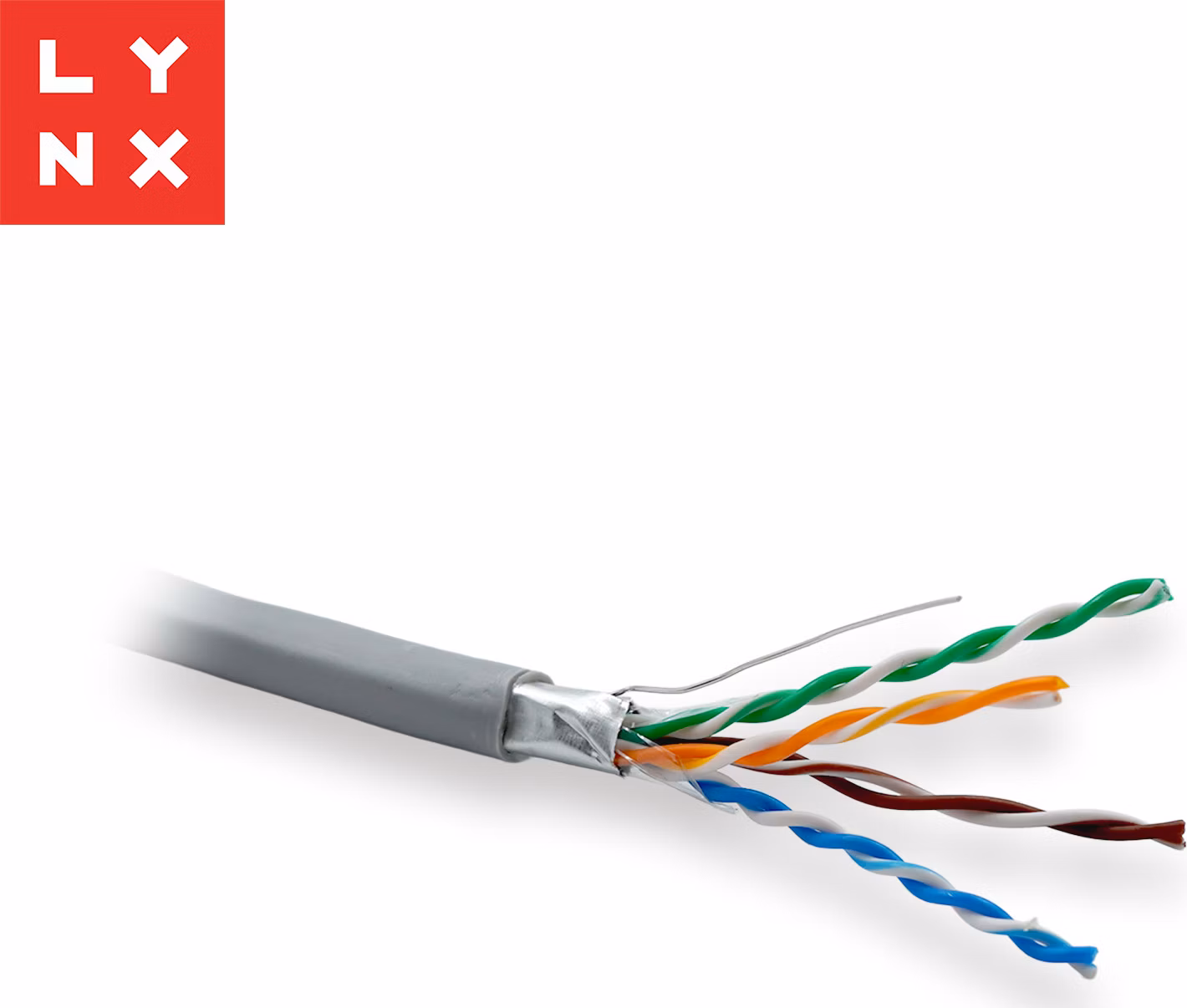 LYNX FTP kabel Cat5e, PVC, 0,5mm, celoměděný, vnitřní, šedý, box 305m
