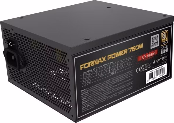 GEMBIRD Napájecí zdroj ATX 750W s aktivním PFC, 12 cm ventilátor, 80+ zlatá