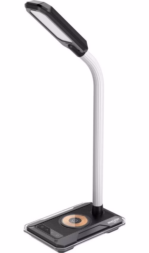 IMMAX LED stolní lampička GAMER RGB/ Qi nabíjení/ RGB/ 250lm/ 5V/2,1A/ USB výstup/ černá