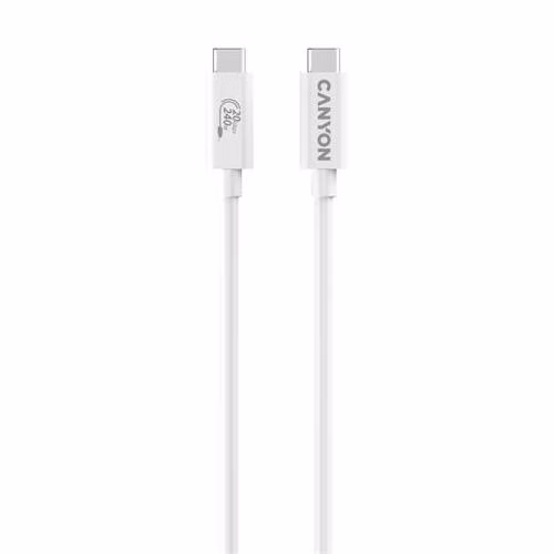 Canyon OnWire 240, 2 m, nabíjací a dátový kábel USB-C / USB-C, USB4, 240 W PD, 20 Gb/s, TPE, biely