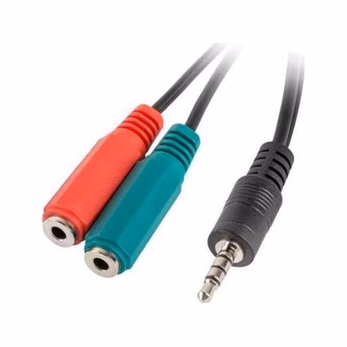 LANBERG adaptér Minijack 3.5mm (M) 4pin na 2x Minijack 3.5mm (F) 3pin kabel 20cm, černý