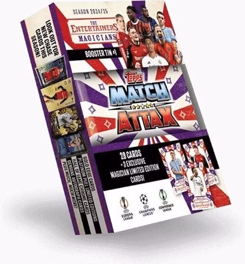 Futbalové karty Topps Match Attax TCG 2024/25 UCC Booster Tin 1 fialová