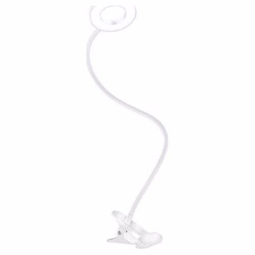 Solight LED stmievateľná stolná lampička s klipom biela, 300lm, nastaviteľná teplota svetla, USB