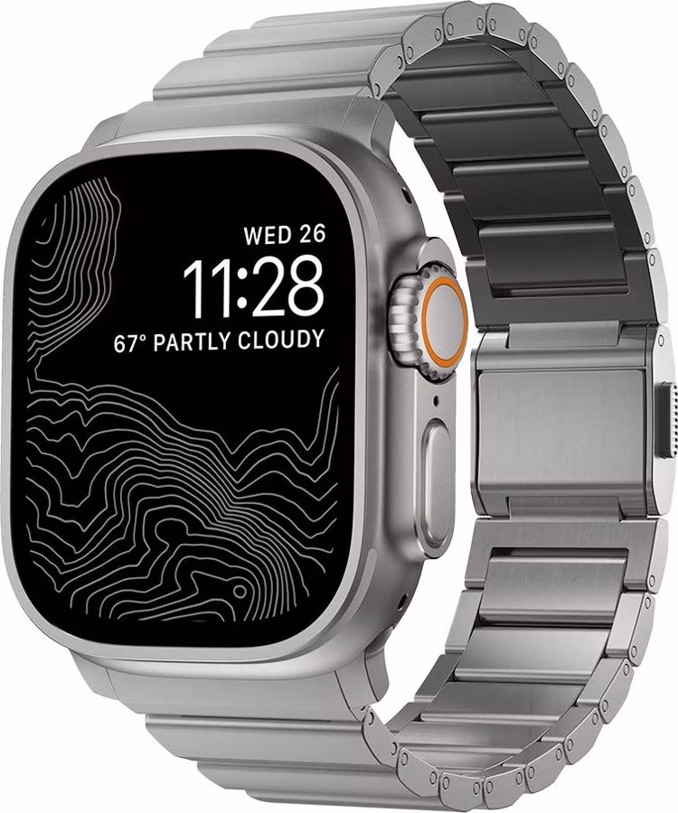 Nomad remienok pre Apple Watch 44-49mm - Titanium Band/Natural Hardware