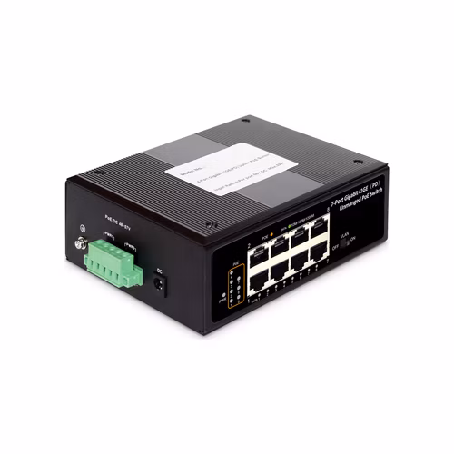 DIGITUS Professional Industrial 7-port Gigabit PoE+ switch with 1x PD port